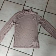 TAUPEFARBENES T-SHIRT mit KLEINEM STEHKRAGEN v. AMISU, Gr. M