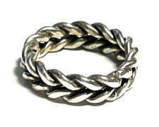 Solider 925 Silber Bandring Kettenring unbeweglich Zopfmuster unisex RG 53 B 6mm