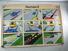Fahrschule Lehrtafel Überholen II Poster Mofa Moped Auto Bus Laster
