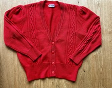 Vintage Mamut Moden Strickjacke Zopfmuster Wolle Rot Gr. M