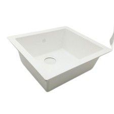 Respekta Einbauspüle Küche Spüle Ohio 50 x 44 cm Mineralite Weiß robust langlebi