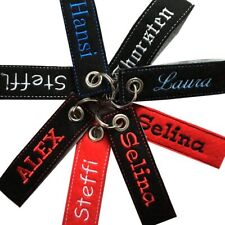 Schlüsselanhänger beidseitig gestickt m Wunschtext Name bestickt FILZ 10x3cm