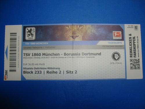 Ticket tsv 1860 münchen - 13/14,