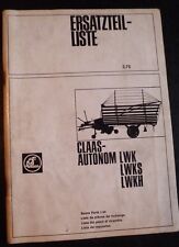 Claas Ladewagen Autonom LWK  LWKS LWKH Ersatzteilliste