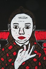 Farblinolschnitt, Mädchen