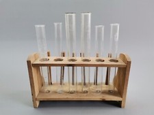 Reagenzglashalter aus Holz + 6 Reagenzgläser Labor Chemie Pharma Franz Höpfner