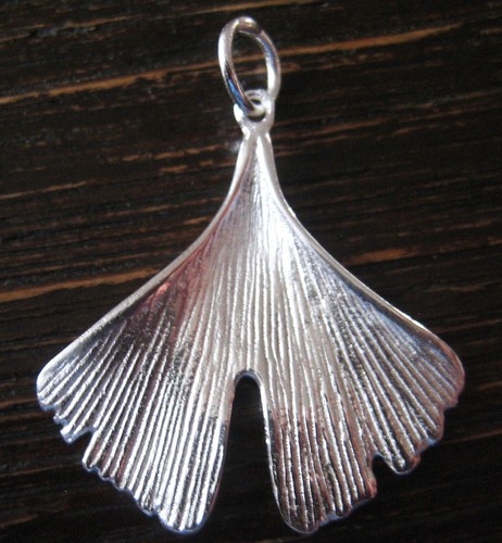 Ginkgo anhänger 925 silber - anhänger,
