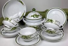 Winterling Marktleuthen Speiseservice für 6 Personen weis grün Reliefdecor