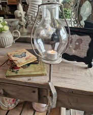 KERZENHALTER FÜR TISCHPLATTE WINDLICHT ANTIK SHABBY STIL METALL GLAS GARTEN NEU