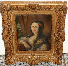 Portrait einer jungen Dame 2.Hälfte 19. Jahrhundert Öl/Lw