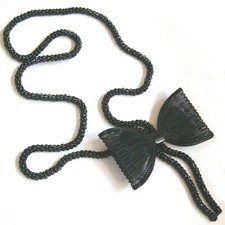 XXL Lang Kette Halskette Collier Niete Strick Netzschlauch Schwarz 53