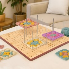 Granny Square  Granny Square Spanner Handcrafted Wooden Blocking Board Häkeln