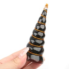 Orgonit Schungit Spirale Polierter Turm Obelisk Prisma Stein Shungite EMF Schutz