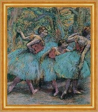 Three Dancers, Blue Tutus, Red Bodices Edgar Degas Ballett B A3 01462 Gerahmt