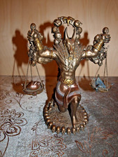 ägyptische Götterfigur Anubis mit Seelenwage, bronziert u. coloriert,MC90144