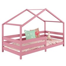 Hausbett Montessori Bett 90 x 200 Kinderbett Rausfallschutz Kiefer