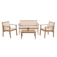 B-Ware Garten-Garnitur MCW-O19, Lounge-Set, Holz Akazie 180g/m², Kissen beige
