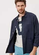 UVP:139€ S. Oliver Herren Modische Overshirt Leinenmix Blau, Leichte Sommerjacke