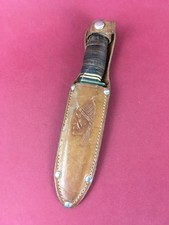 Altes Pfadfinder, Jagdmesser mit Bowie Klinge und Lerderscheide