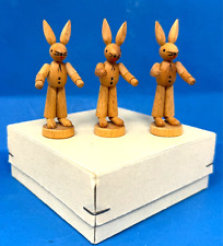 Osterhase Erzgebirge Osterschmuck Hase Osterdekoration 3x Holz 6,5cm DDR /P22