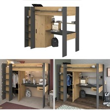 Hochbett Heavy 1 Parisot inkl. Kleiderschrank, Schreibtisch, Lattenrostplatte