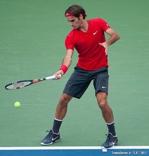 Roger Federer Nike Tennis Shirt M Rot Dri Fit US Open 2011