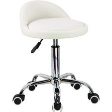 Rollhocker mit Rückenlehne höhenverstellbar drehbar Bürohocker Weiß