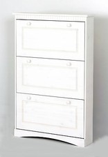 Schuhschrank Massiv weiß mit 3 Klappen Schrank   NEU