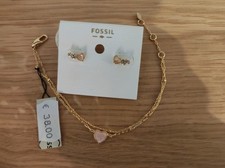 Neu Fossil Schmuckset/Gold/Armband & Ohrringe/Mit Etticket & original verpackt