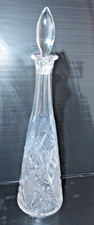 Bleikristall Karaffe Glasflasche Likör Essig Öl geschliffen Handarbeit 38 cm