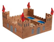 Sandkasten Ritterburg Vollholz mit Bodenvlies Sandbox Sandkiste mit Stauraum