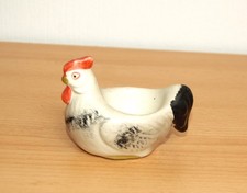 Eierbecher Huhn Hahn  grau-schwarz  Keramik