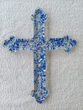 Glaskreuz 37cm aus Fusing Glas,  Handarbeit, Wandkreuz Kruzifix