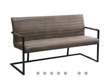 Industrial Freischwinger Bank LOFT 160cm taupe schwarz Sitzbank mit Armlehne