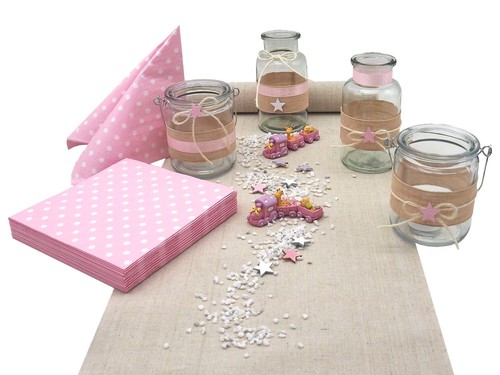 Tischdeko taufe baby rosa - taufe,