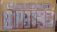 6 Tischsets, Place mats, Platzsets mit 6 Glasuntersetzter, Aboriginal design