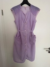 Dederon Kittel Schürze Longkasack, aus der DDR m. Bindebändern, flieder, Gr. m88