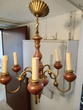 Kronleuchter Lampe rot gold Barock Chippendale 5 armig
