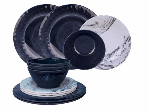 Melamin geschirr marble 12tlg - geschirr,