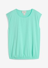 Neu Shirt mit elastischem Bündchen Gr. 40/42 Mentholblau Damen Basicshirt