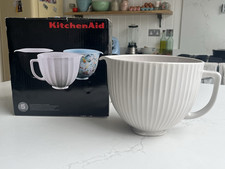 Kitchen Aid Mixer Keramik Teigschüssel, geriffelte Kanne, Farbe helle Stein 5KSM2CB5