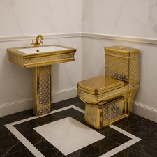 Gold WC & Waschbecken Weiß