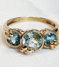 Eleganter Blautopas Designer Ring Gold Gelbgold 375 RW18  -Ä4725