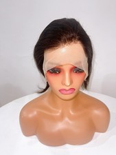 Tiwa Natural Black Short Half Lace Frontal Unstyled Human Hair Glueless Wig 