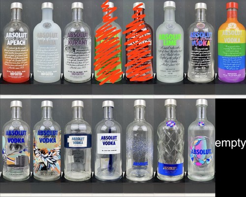 Leer absolut vodka - vodka, sammlung