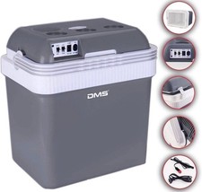 DMS Cool & Hot Box KB-25G Grau Weiss, Kühlbox für Auto, Lkw und Zuhause