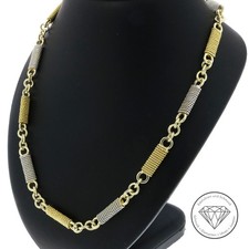 Wert 12.000,- Kordel Stäbchen Kette 750 / 18 Kt Gold massiv bicolor 60,5 cm xxyy