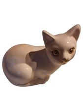 Gilde Katze Dekofigur Elegant Beige Keramik 14cm Höhe 16cm Breite