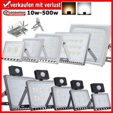 LED Fluter mit Bewegungsmelder Stecker 10-500W Außen Strahler Scheinwerfer IP65