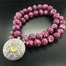 COLLIER & ANHÄNGER 925/-SILBER RHOD. MIT HOWLITH BEH. & BK/BLATTGOLD SCHMUCKJAGD